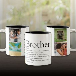 Modern Spaß Cool 4 Foto Beste Bruder Definition  Zweifarbige Tasse