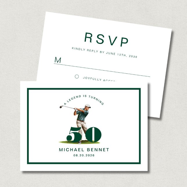 Modern Sport Golf 50th Birthday RSVP Karte (Von Creator hochgeladen)