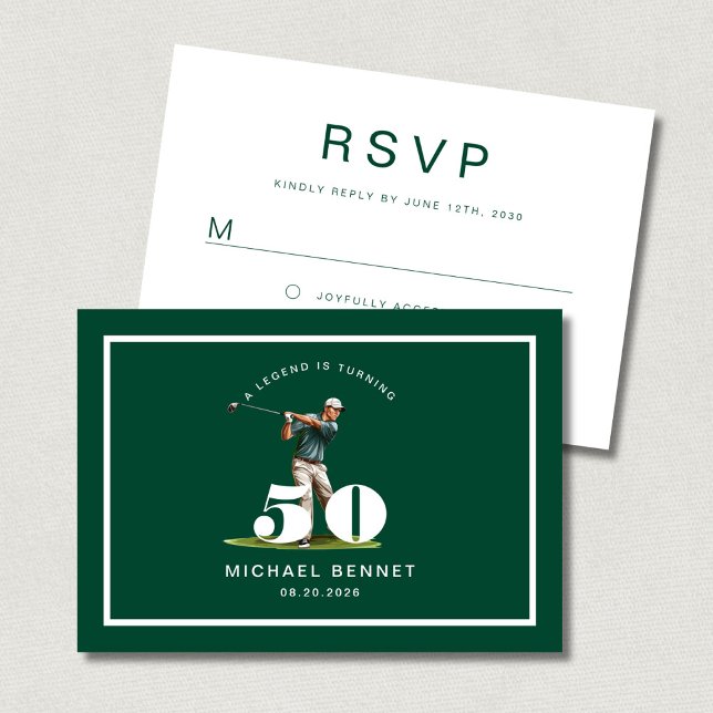 Modern Sport Golf 50th Birthday RSVP Karte (Von Creator hochgeladen)