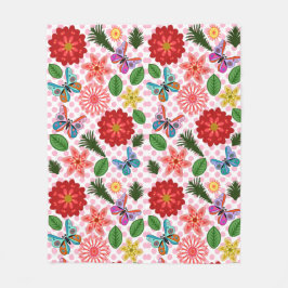 Modern Spring Garden Butterfly Floral  Fleecedecke