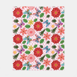 Modern Spring Garden Butterfly Floral  Fleecedecke