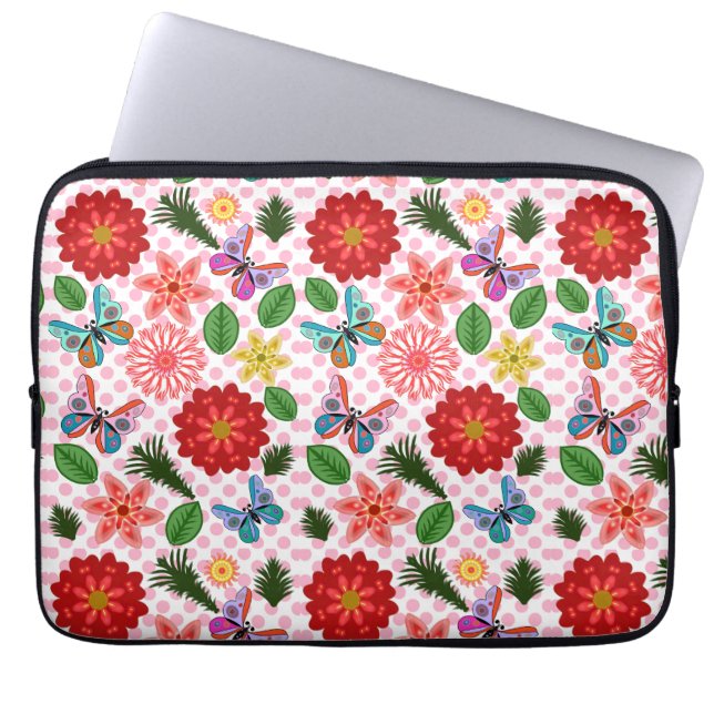 Modern Spring Garden Butterfly Floral  Laptopschutzhülle (Vorderseite)