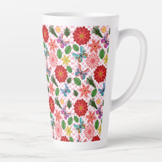 Modern Spring Garden Butterfly Floral  Milchtasse (Rechts)