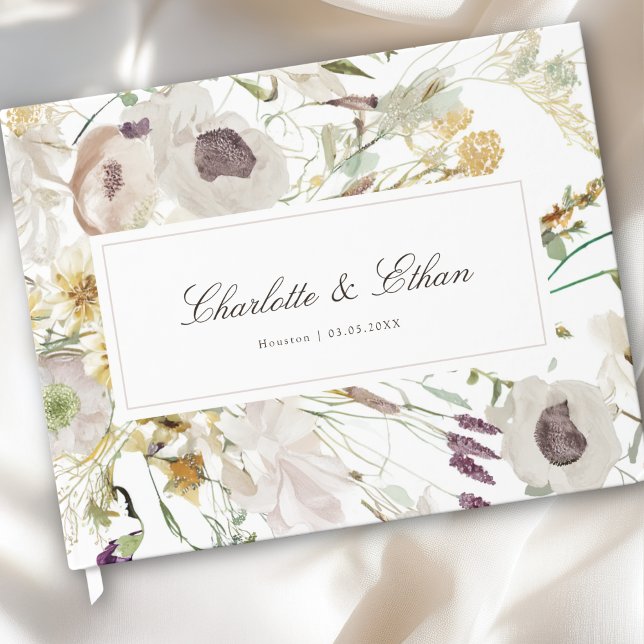 Modern Spring Wedding Gästebuch (Modern Spring Boho Floral Watercolor Wedding Guest Book)