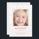 Modern sprinkles foto kids birthday einladung<br><div class="desc">A whimsical kids birthday party,  featuring rainbow sprinkles and a kids foto.</div>