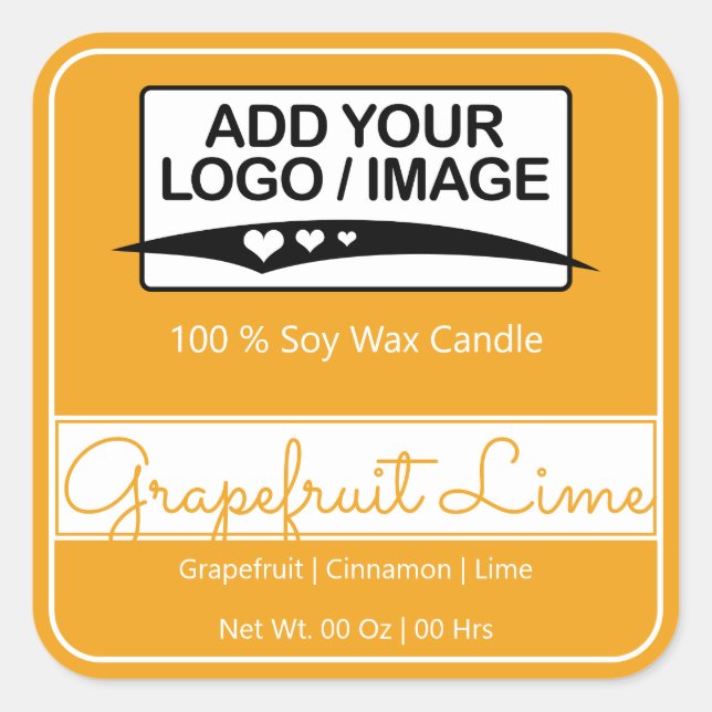 Modern Square Border Simple Orange Yellow Logo Quadratischer Aufkleber (Vorderseite)