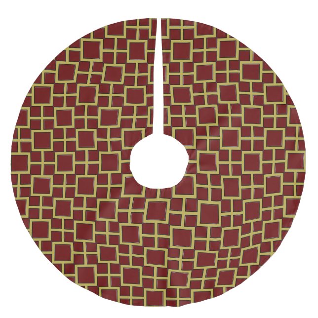 Modern Square Pattern Gold Polyester Weihnachtsbaumdecke (Vorderseite)