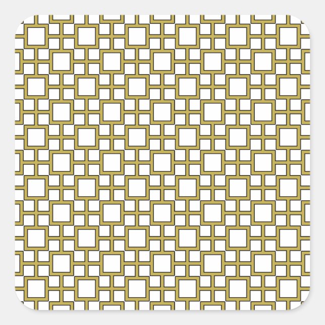 Modern Square Pattern Gold Quadratischer Aufkleber (Vorderseite)