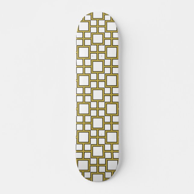 Modern Square Pattern Gold Skateboard (Vorne)