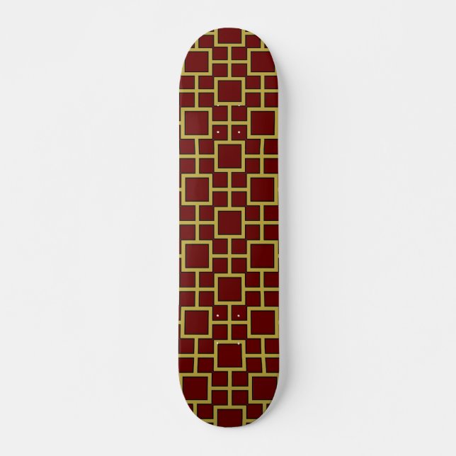 Modern Square Pattern Gold Skateboard (Vorne)