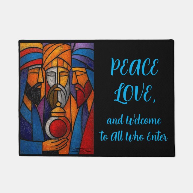 Modern Stained Glass Three Wise Men Fußmatte (Vorderseite)