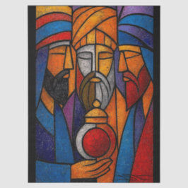 Modern Stained Glass Three Wise Men Seidenpapier