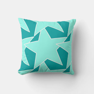 Modern Star Geometric - Aqua und Türkis Kissen