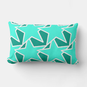 Modern Star Geometric - Aqua und Türkis Lendenkissen