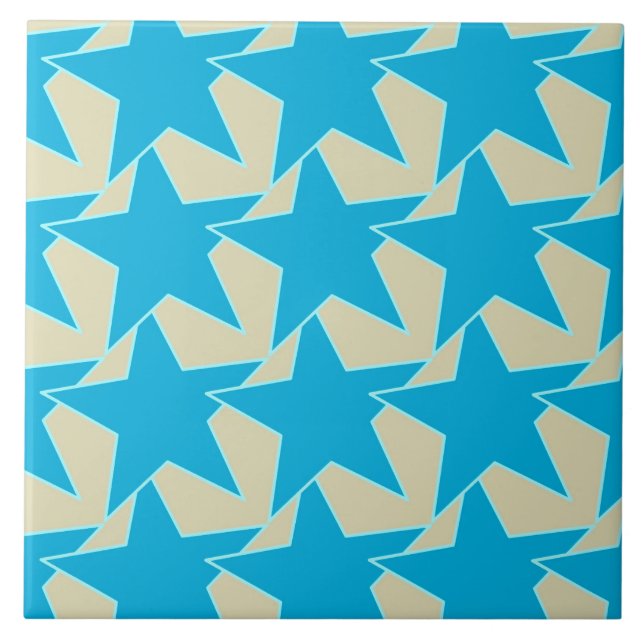 Modern Star Geometric - Blau und Bräunlich Fliese (Vorderseite)