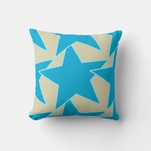 Modern Star Geometric - Blau und Bräunlich Kissen