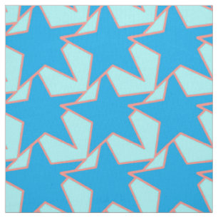 Modern Star Geometric - cerulanisch und himmelblau Stoff