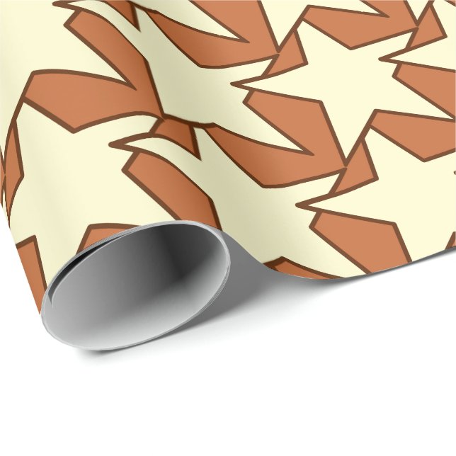 Modern Star Geometric - Creme und Kamelbräune Geschenkpapier (Rolleneckpunkt)