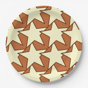 Modern Star Geometric - Creme und Kamelbräune Pappteller