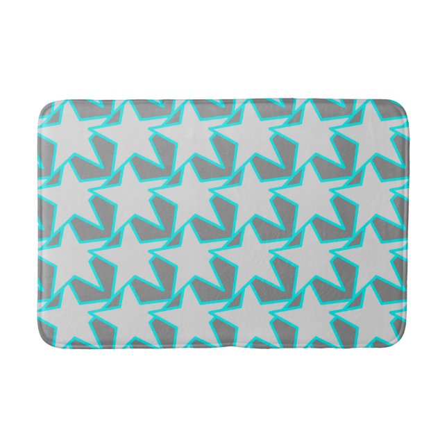 Modern Star Geometric - grau und türkis Badematte (Vorderseite)