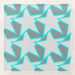 Modern Star Geometric - grau und türkis Glasuntersetzer