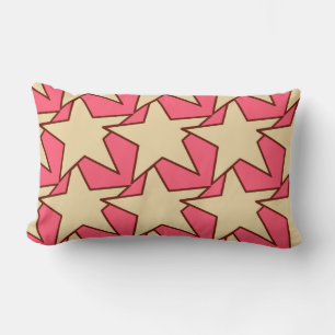 Modern Star Geometric - Korallen und Beige Lendenkissen