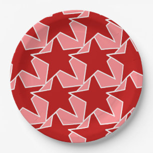 Modern Star Geometric - korallenrot und rosa Pappteller