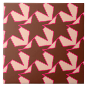 Modern Star Geometric - Schokolade und Pfirsich Fliese