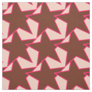 Modern Star Geometric - Schokolade und Pfirsich Stoff