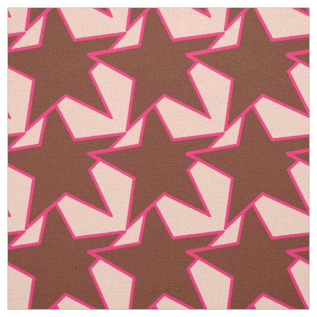 Modern Star Geometric - Schokolade und Pfirsich Stoff (Muster)