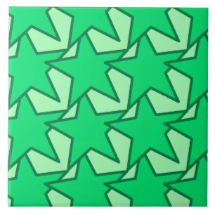 Modern Star Geometric - smaragdgrün und minzgrün Fliese
