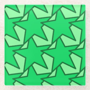 Modern Star Geometric - smaragdgrün und minzgrün Glasuntersetzer