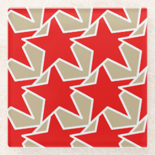 Modern Star Geometric - tiefes Rot und Taube Glasuntersetzer