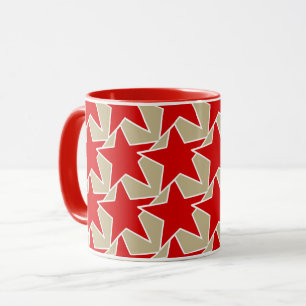 Modern Star Geometric - tiefes Rot und Taube Tasse