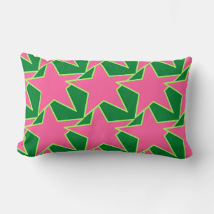 Modern Star Geometric - Wassermelone pink und grün Lendenkissen