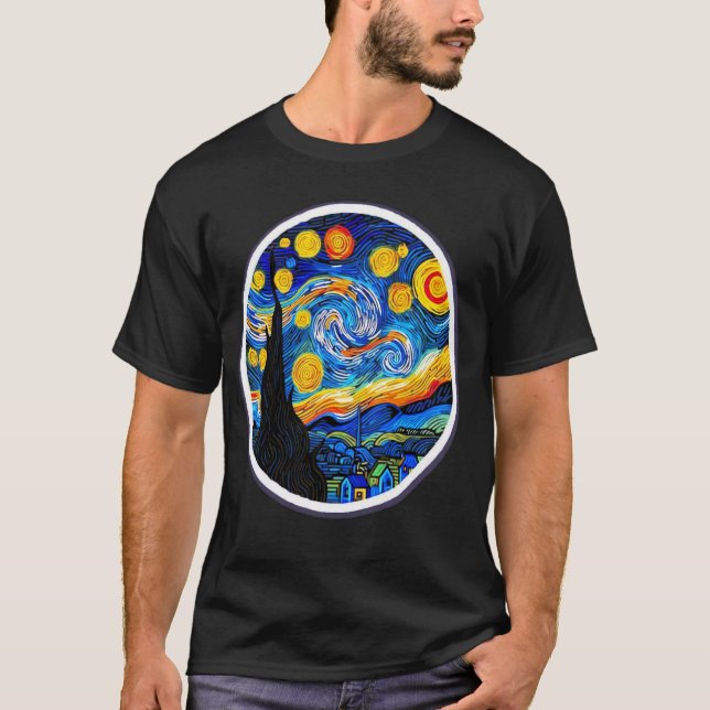Modern Starry Night Art T-Shirt (Vorderseite)