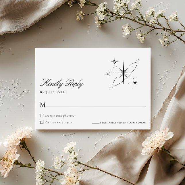 Modern Starry Night Celestial Wedding RSVP Card Karte (Von Creator hochgeladen)