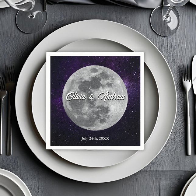 Modern Starry Night Full Monn Wedding  Serviette (Von Creator hochgeladen)