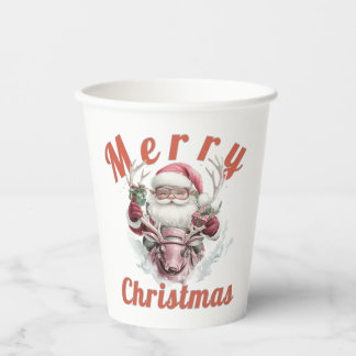 Modern Steampunk Santa and Robot Reindee Paper cup Pappbecher