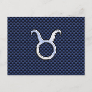Modern Stier-Sternzeichen Blau-Kohlenstofffaser-Dr Postkarte