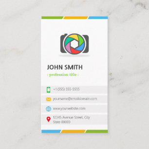 Modern stilvoller Camera Logo Fotograf Visitenkarte