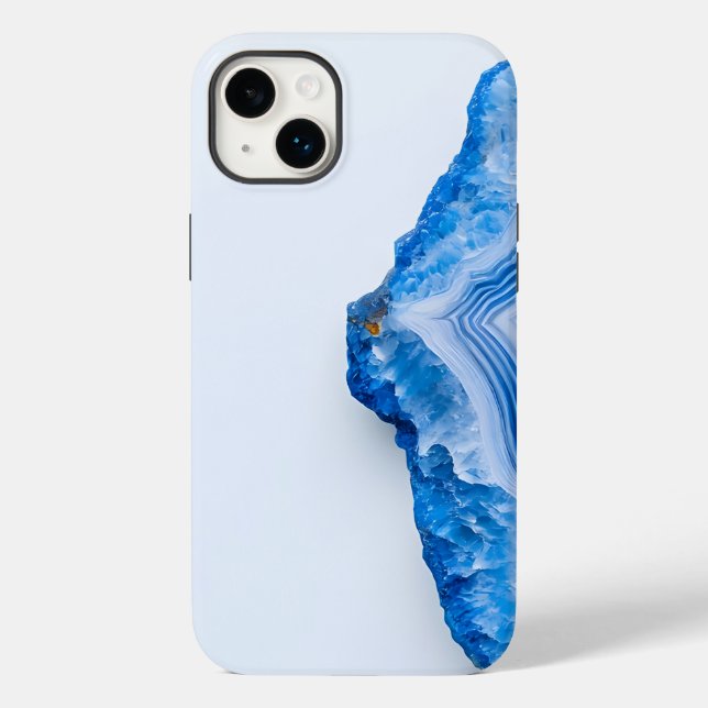 Modern Stone Dusty Blue Marble Case-Mate iPhone 14 Plus Hülle (Rückseite)