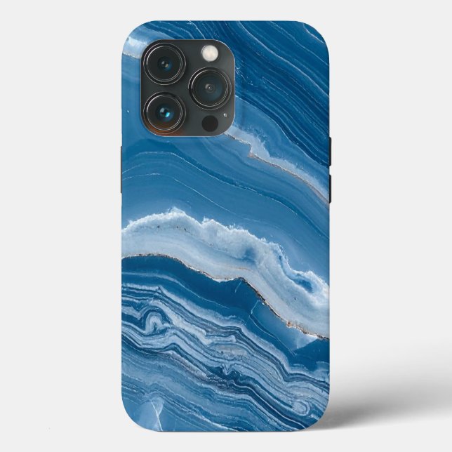 Modern Stone Dusty Blue Marble Case-Mate iPhone Hülle (Rückseite)