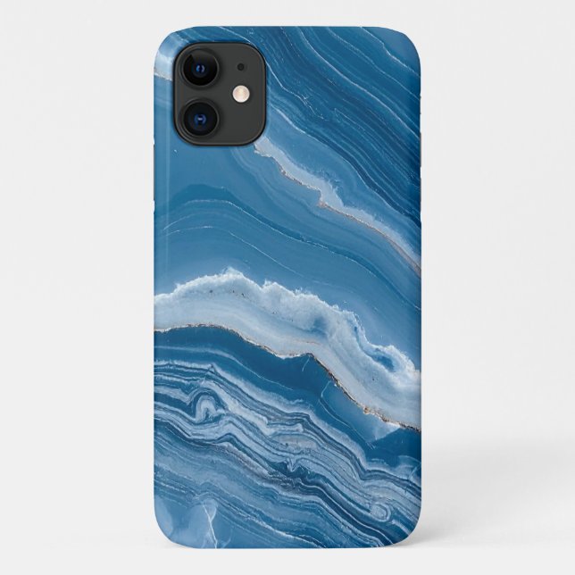 Modern Stone Dusty Blue Marble Case-Mate iPhone Hülle (Rückseite)