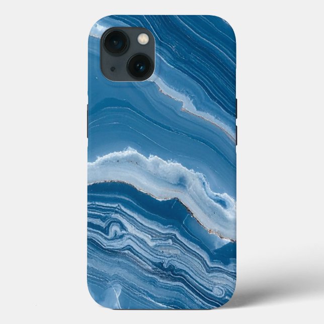 Modern Stone Dusty Blue Marble Case-Mate iPhone Hülle (Rückseite)