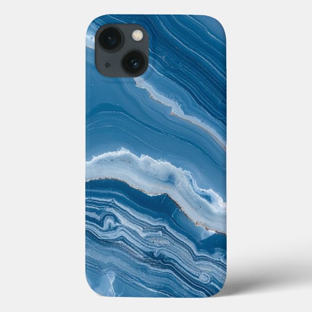 Modern Stone Dusty Blue Marble Case-Mate iPhone Hülle (Rückseite)