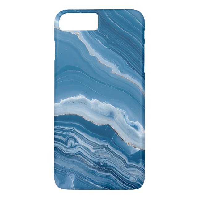 Modern Stone Dusty Blue Marble Case-Mate iPhone Hülle (Rückseite)