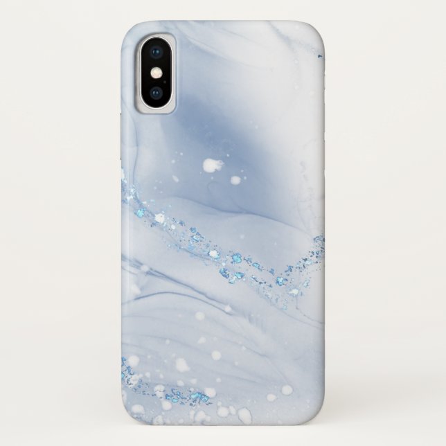 Modern Stone Dusty Blue Marble Case-Mate iPhone Hülle (Rückseite)