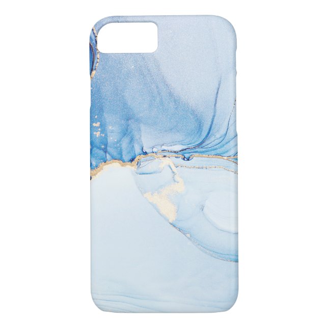 Modern Stone Dusty Blue Marble Case-Mate iPhone Hülle (Rückseite)