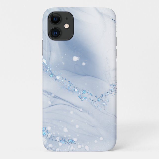 Modern Stone Dusty Blue Marble Case-Mate iPhone Hülle (Rückseite)